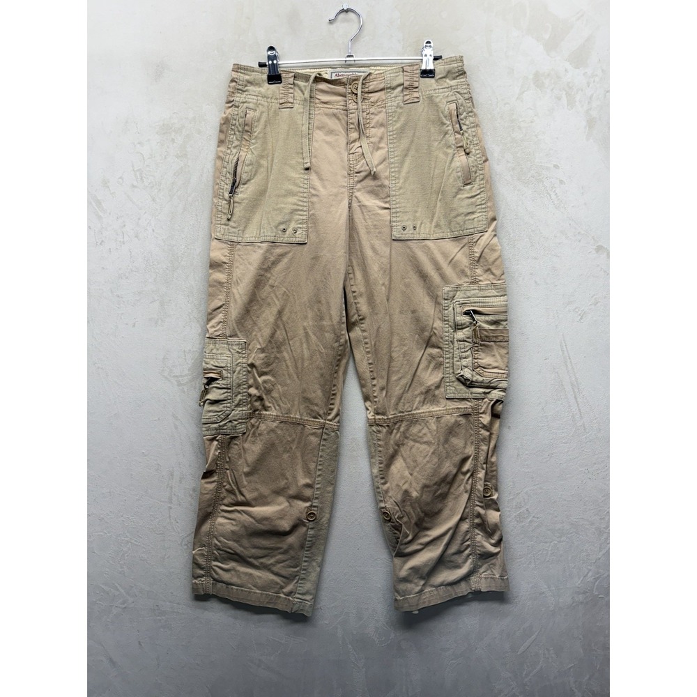 Abercrombie & Fitch Y2K Military Cargo Pants Women's 27 4 Tan Khaki Corduroy VTG
